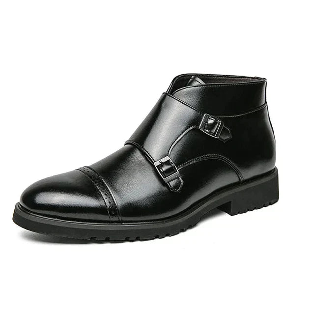 Darell | Leather Double-monk Strap Boots