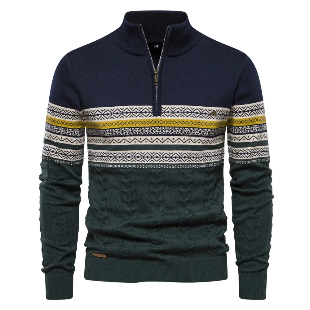 Santoni | Fair Isle Half-Zip Sweater