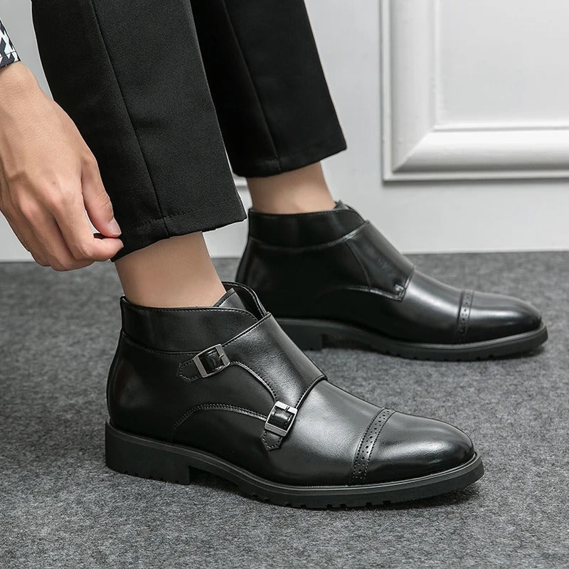 Darell | Leather Double-monk Strap Boots