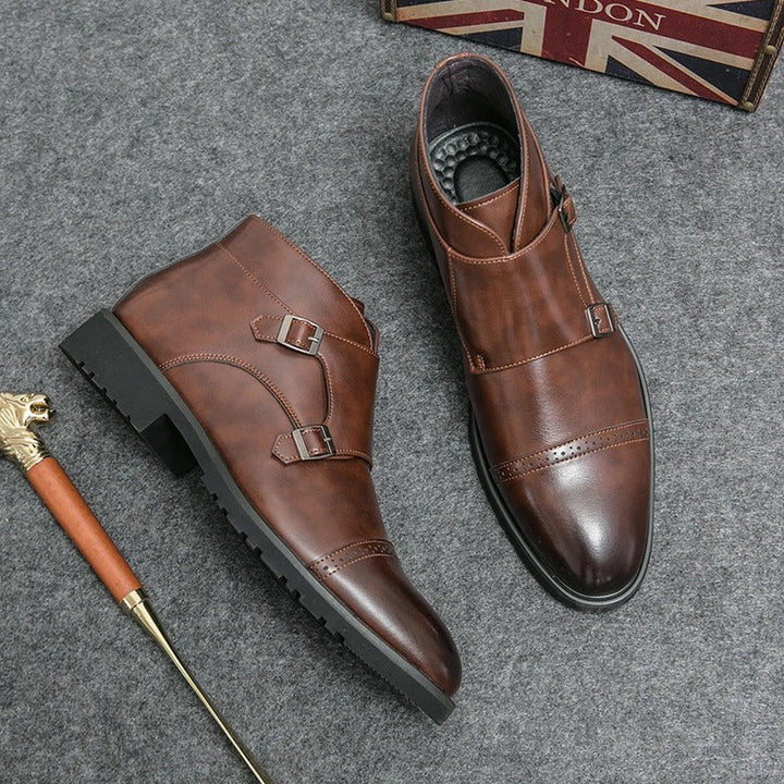 Darell | Leather Double-monk Strap Boots