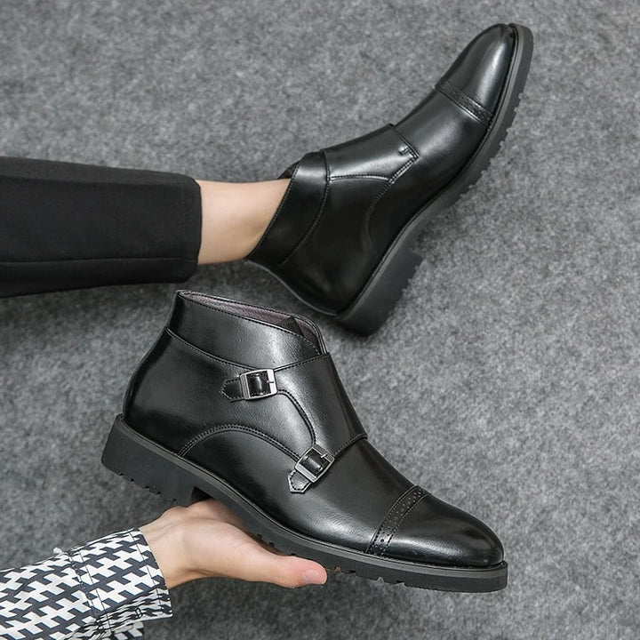 Darell | Leather Double-monk Strap Boots